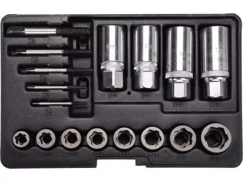 Yato törtcsavarfej és törtcsavar kiszedő készlet 17 részes