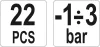 Yato vákuum- és AC-pumpa mérő készlet 22 részes -1÷3 bar