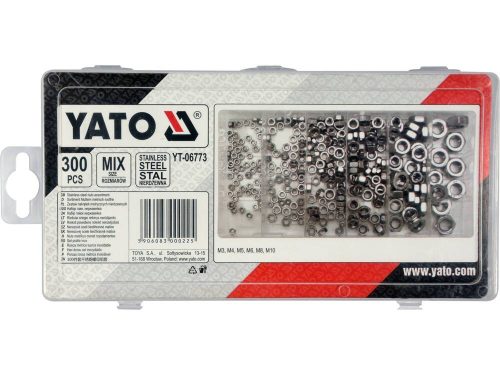 Yato Hatlapú inox csavaranya készlet 300 részes M3-M10