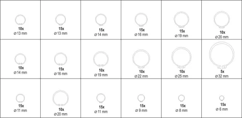 Yato seeger gyűrű készlet külső-belső 225 részes