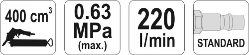 Yato pneumatikus zsírzó 400 cm3 6-28 MPa