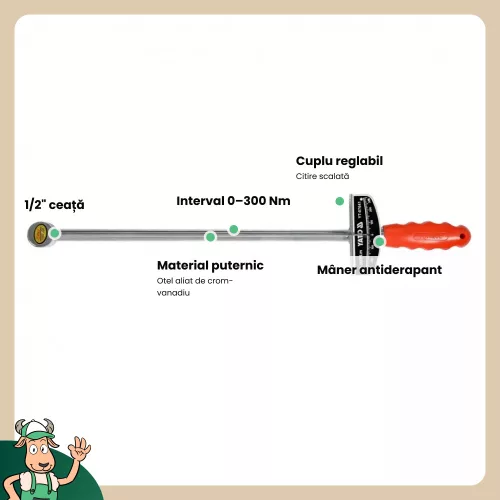 Yato nyomatékkulcs 1/2" 0-300 Nm CrV