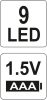 Yato elemes LED zseblámpa 30 lumen alumínium fekete 3 x AAA