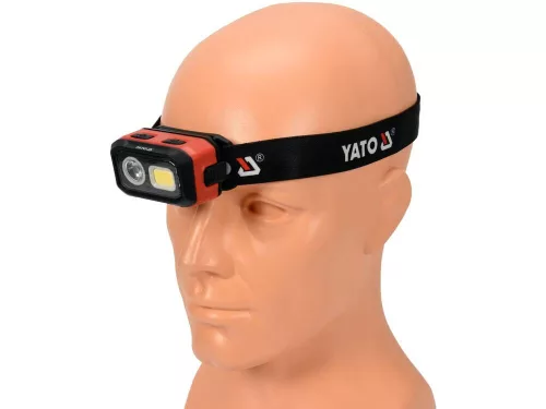 Yato akkus / elemes LED fejlámpa 500 lumen mozgásérzékelős (akku + töltő)