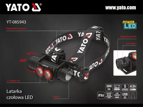 Yato akkus LED fejlámpa 3000LM