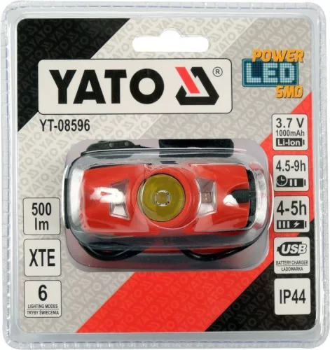 Yato akkus LED fejlámpa 500 lumen (akku + töltő)