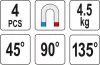 Yato mini hegesztőmágnes készlet 4 részes 4,5kg 45-90-135°