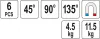 Yato hegesztőmágnes készlet 6 részes 4,5kg-11,5kg 45-90-135°