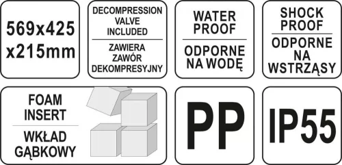 Yato szerszámkoffer habszivacs betéttel 569 x 425 x 215 mm