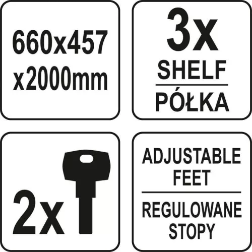 Yato szerszámszekrény 2 ajtós 660 x 457 x 2000 mm