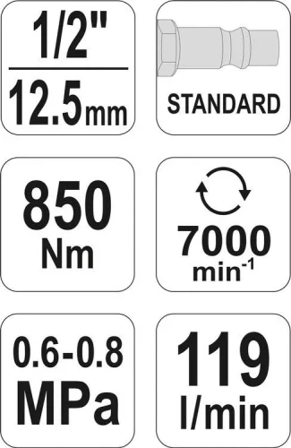 Yato légkulcs 1/2 col 850Nm