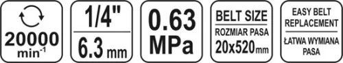 Yato pneumatikus szalagcsiszoló 20 x 520 mm