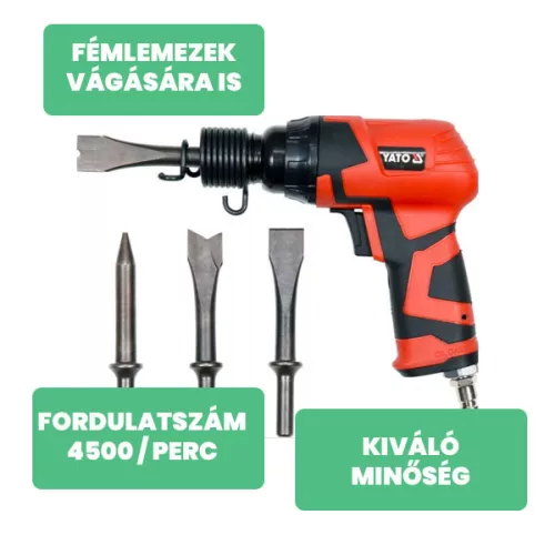 Yato pneumatikus vésőgép vésőfejekkel könnyített
