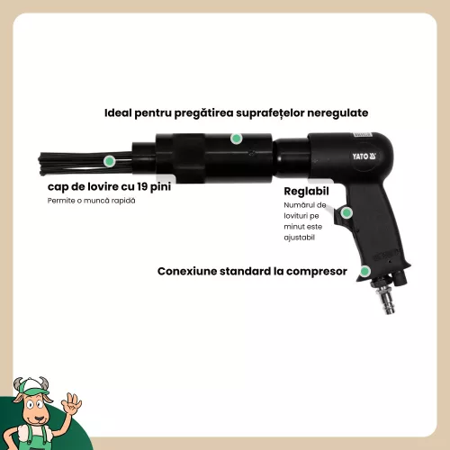 Yato pneumatikus tűs rozsdaleverő fogantyúval