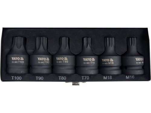 Yato gépi bit dugókulcs készlet 6 részes Torx és Spline 3/4" CrMo