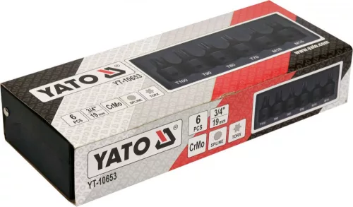 Yato gépi bit dugókulcs készlet 6 részes Torx és Spline 3/4" CrMo