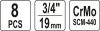 Yato gépi hosszú dugókulcs készlet 8 részes 3/4" 22-41 mm CrMo