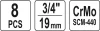Yato gépi hosszú dugókulcs készlet 8 részes 3/4" 22-41 mm CrMo