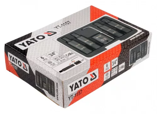 Yato gépi bit dugókulcs készlet 6 részes Spline 3/4" M12-M18 CrMo