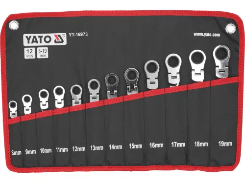 Yato racsnis flexibilis csillág-villáskulcs készlet 12 részes