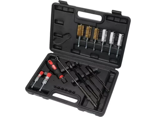 Yato befecskendezőszelep tisztító készlet 19 részes 1/4" inox, műanyag, réz kefék
