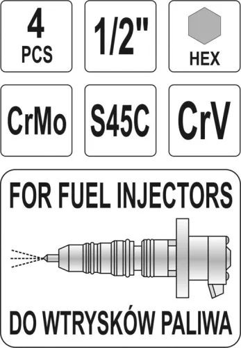 Yato befecskendező dugókulcs készlet 4 részes 1/2" kamionos