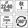 Yato hidraulikus lemezlyukasztó 22 - 60 mm 360°