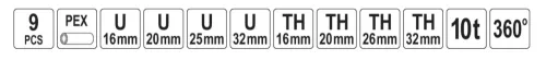 Yato krimpelő készlet 9 részes Pex-Al-Pex csövekhez
