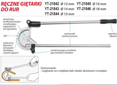Yato kézi csőhajlító 12 mm (15/32")