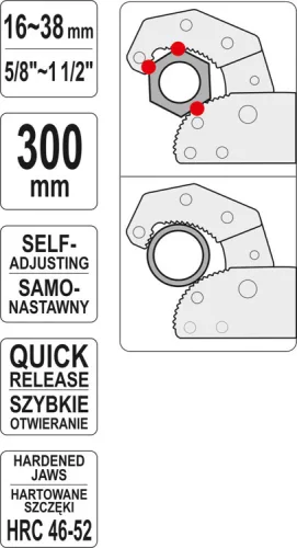 Yato racsnis kombinált anya-csőfogó 300 mm CrV