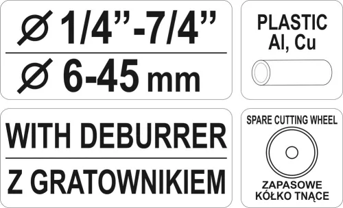 Yato csővágó görgős 6-45 mm (réz-alu-műany.)
