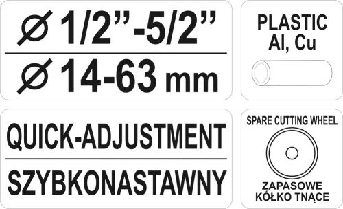 Yato csővágó görgős 14-63 mm (réz-alu-műany.)