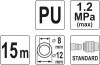 Yato pneumatikus tömlő (spirál) gyorscsatlakozóval 8,0 x 12 mm x 15 m 1,2