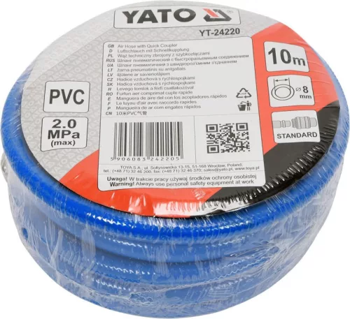 Yato pneumatikus tömlő gyorscsatlakozóval 8 mm x 10 m