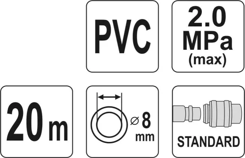 Yato pneumatikus tömlő gyorscsatlakozóval 8 mm x 20 m