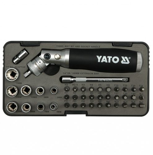 Yato racsnis bithegy és dugókulcs készlet 42 részes 1/4"