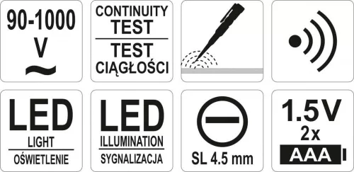 Yato fáziskereső érintésmentes mérés 90-1000 V-ig szigetelt.