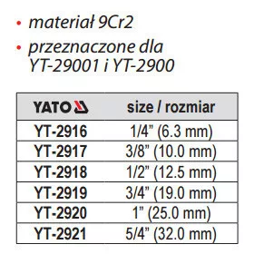 Yato csőmenetmetsző 1/4" pótfej