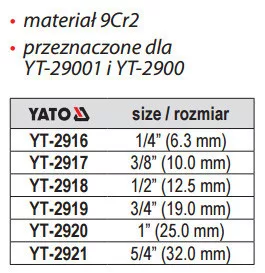 Yato csőmenetmetsző 3/4" pótfej