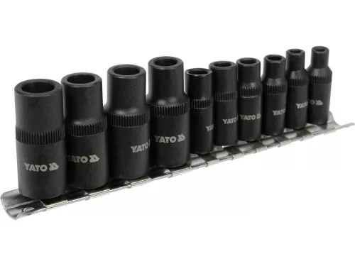 Yato menetfúró dugókulcs adapter készlet 10 részes 1/4", 3/8"