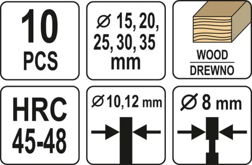 Yato forstner fúró és dugózó fúró készlet 10 részes 15-35 mm