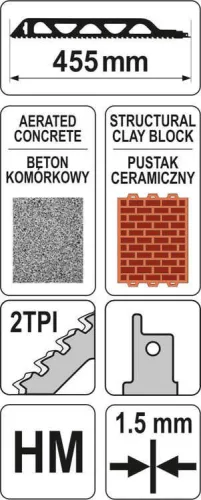 Yato szablyafűrészlap téglához 455 mm