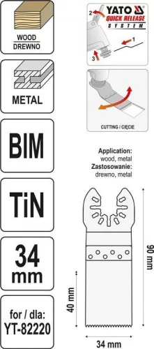 Yato fűrészlap multifunkciós géphez 34 mm bimetál-titán-nitrid