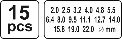 Yato bőrlyukasztó készlet 15 részes 2-22 mm