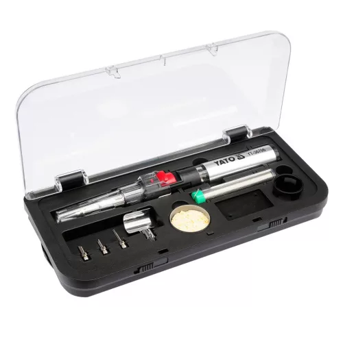 Yato forrasztópáka készlet 7 részes, bután gáz üzemű (gáz nélkül) Piezo