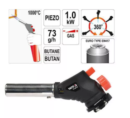 Yato gázégő pisztoly piezo 1kW 1000°C