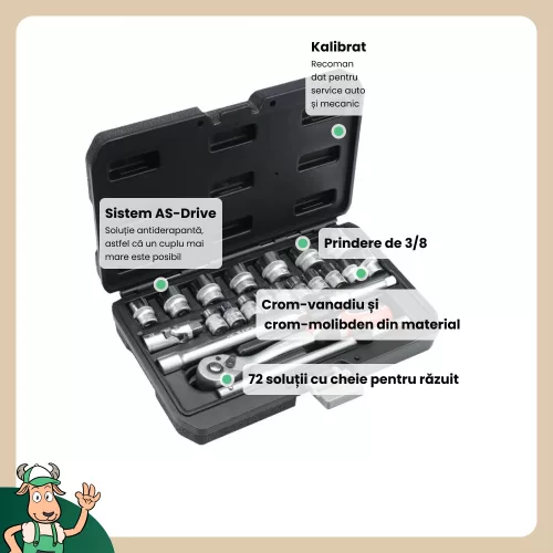 Yato dugókulcs készlet 22 részes 3/8" 6-22 mm CrV