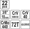 Yato dugókulcs készlet 22 részes 3/8" 6-22 mm CrV