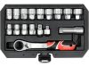 Yato nyitott dugókulcs készlet 17 részes 3/8", 1/2" Spline