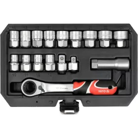 Yato nyitott dugókulcs készlet 17 részes 3/8", 1/2" Spline